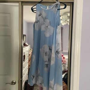 Floral Blue Sleeveless Dress